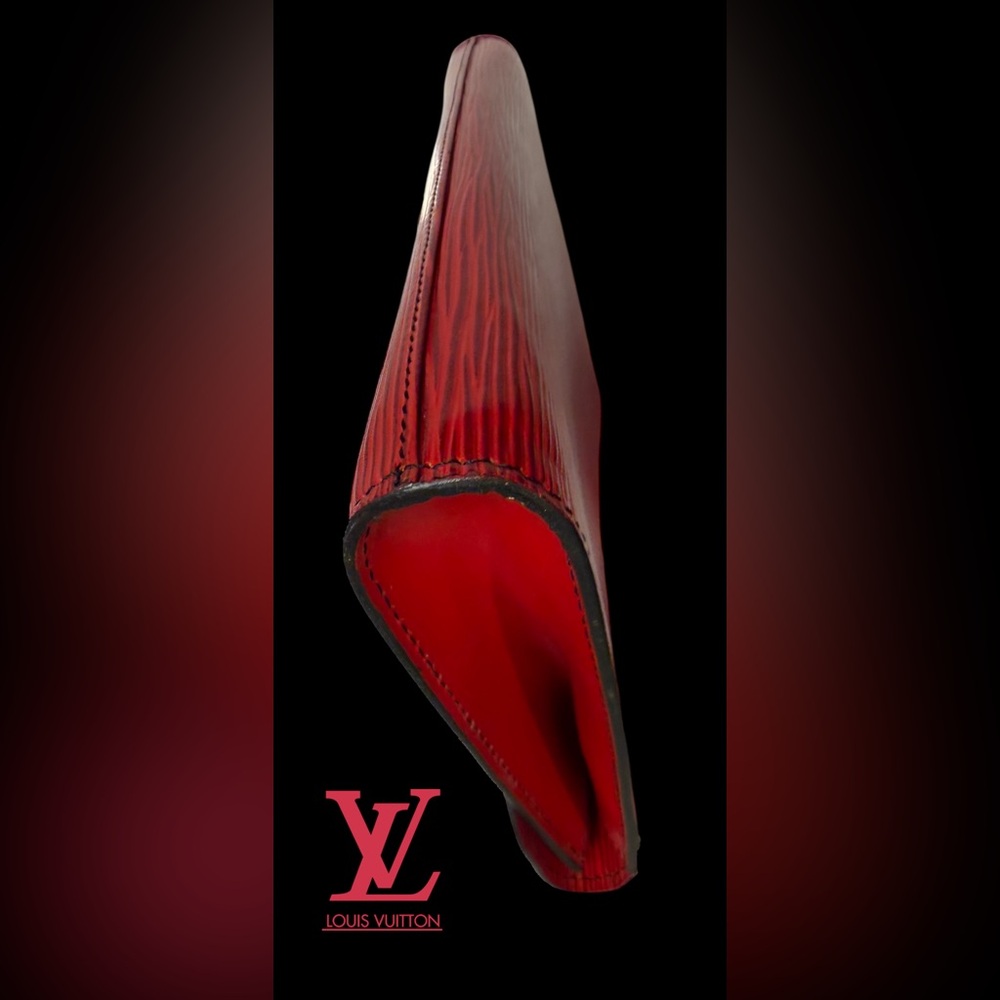 Louis Vuitton Red ART DECO Epi Leather Clutch with Gold Chain SO PRETTY ❤️ - Picture 13 of 14